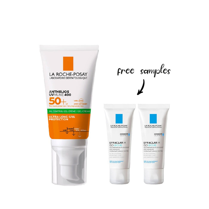 LA ROCHE POSAY ANTHELIOS UVMUNE DRY TOUCH GEL-CREAM ANTI-SHINE 50ML + 2 Free Sample Effaclar H