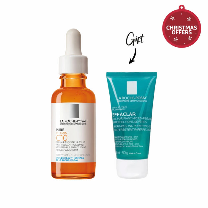 VITAMEN C10 SERUM 30ML + FREE LA ROCHE POSAY EFFACLAR MICRO PEELING GEL 50ML