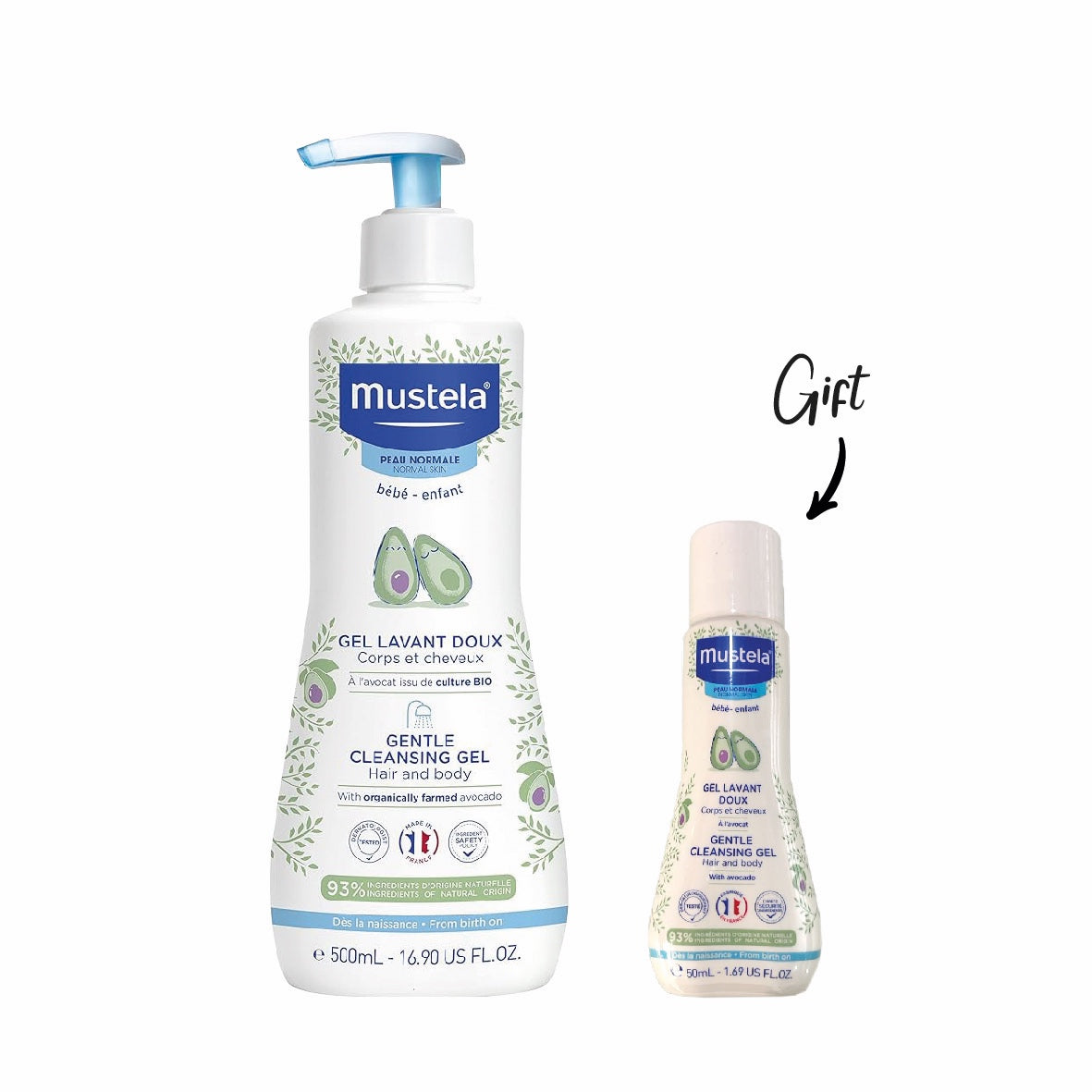 Mustela Gentle Cleansing Gel 500ML + FREE Sample