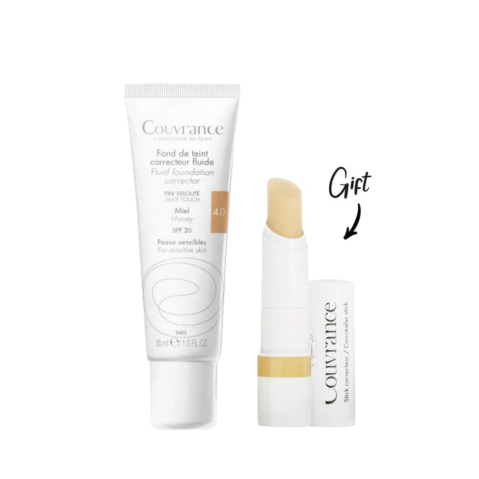 AVENE COUVRANCE FDT FLUIDE MIEL 30ML+ FREE Avene Couvrance Stick Jaune