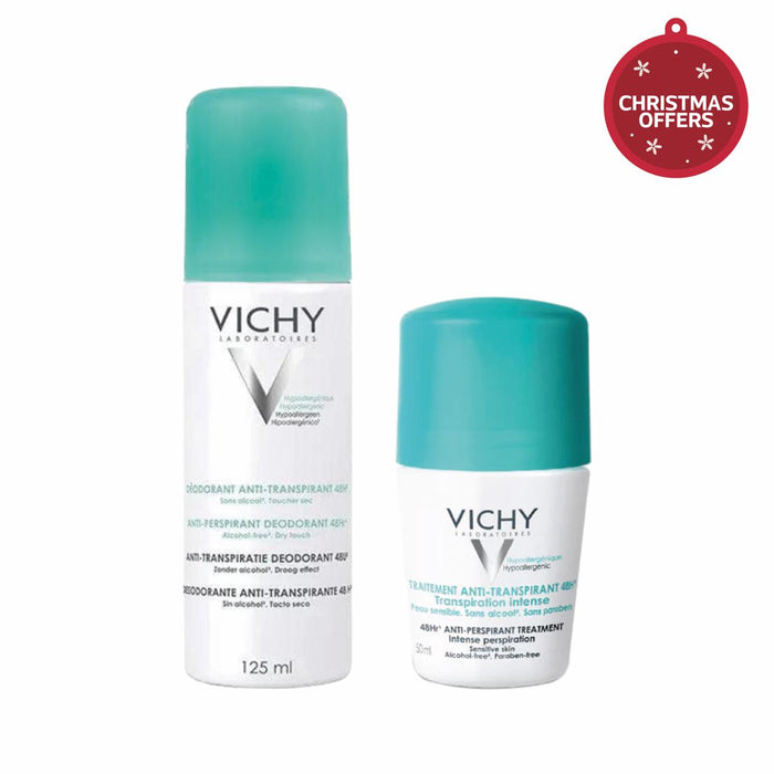 30% OFF VICHY 48-HOUR INTENSIVE ANTI-PERSPIRANT TREATMENT - DEO ROLL-ON 50ML & VICHY DEODORNT ANTIPERSPIRANT SPRAAY 125ML