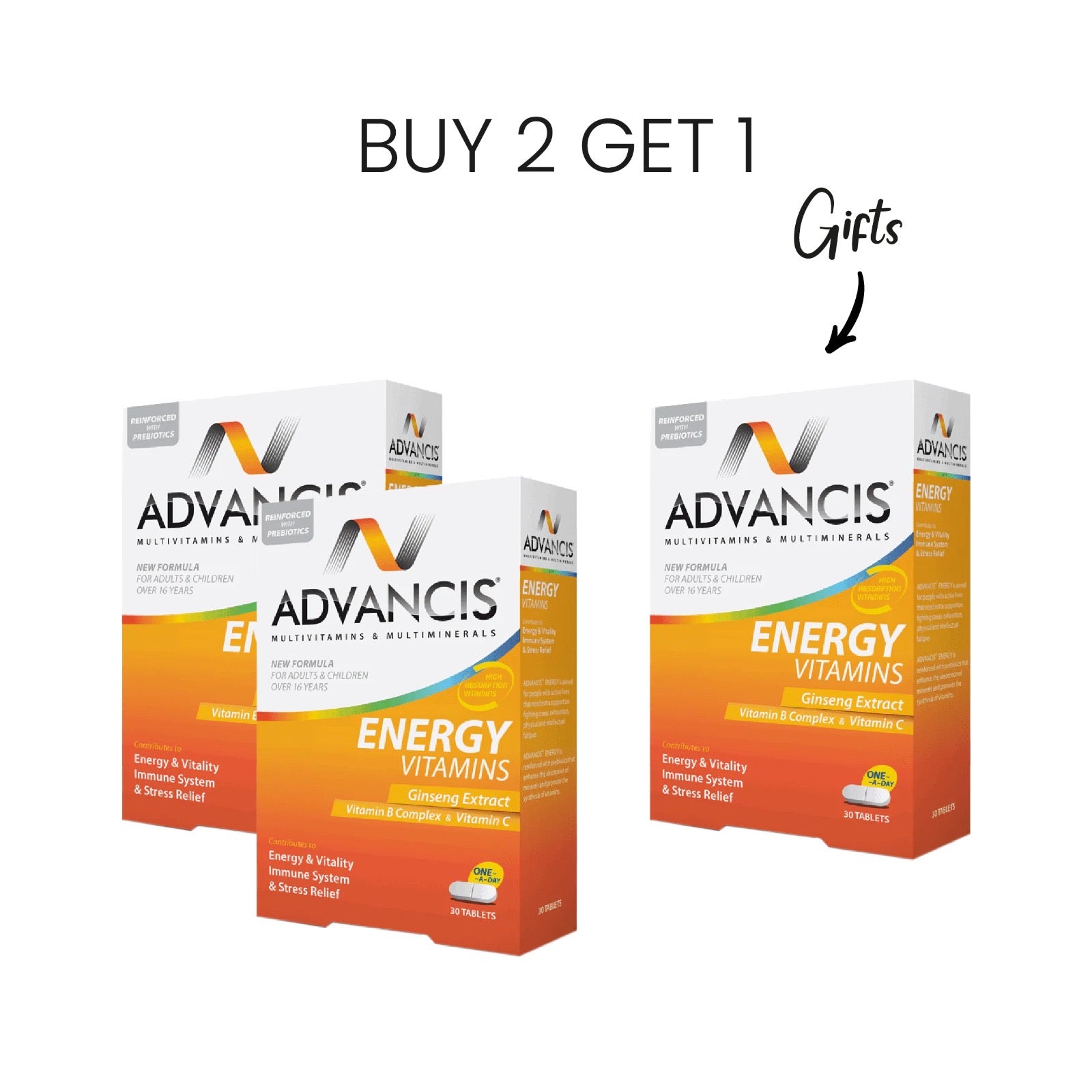 Buy 2 Get 1 FREE Advanvis Energy Multivitamins